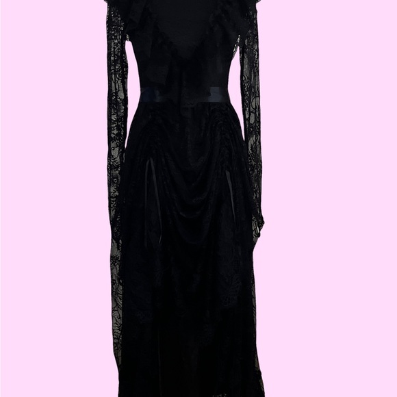 WIDOW NightFall Descent Victorian Vintage Style Sheer Lace Maxi Dress - Picture 5 of 6